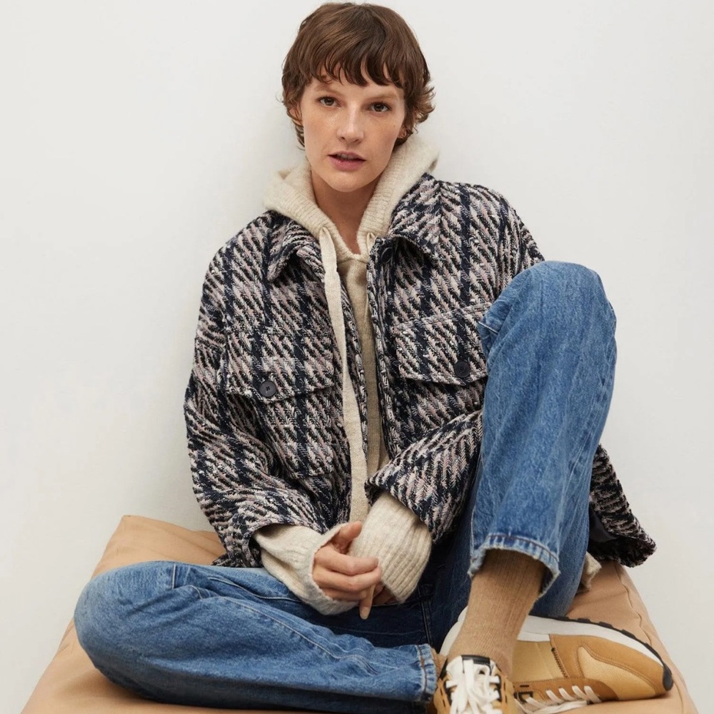 Mango Shimmery Tweed Patterned Jacket Size Small NWT